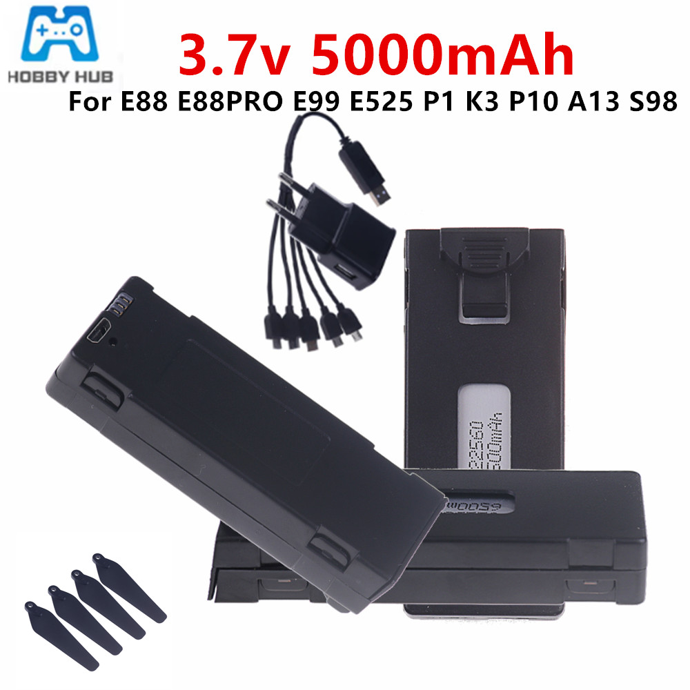 3.7V E88 5000mAh Rechargeable  - Drone Rc E99 K3 review and price