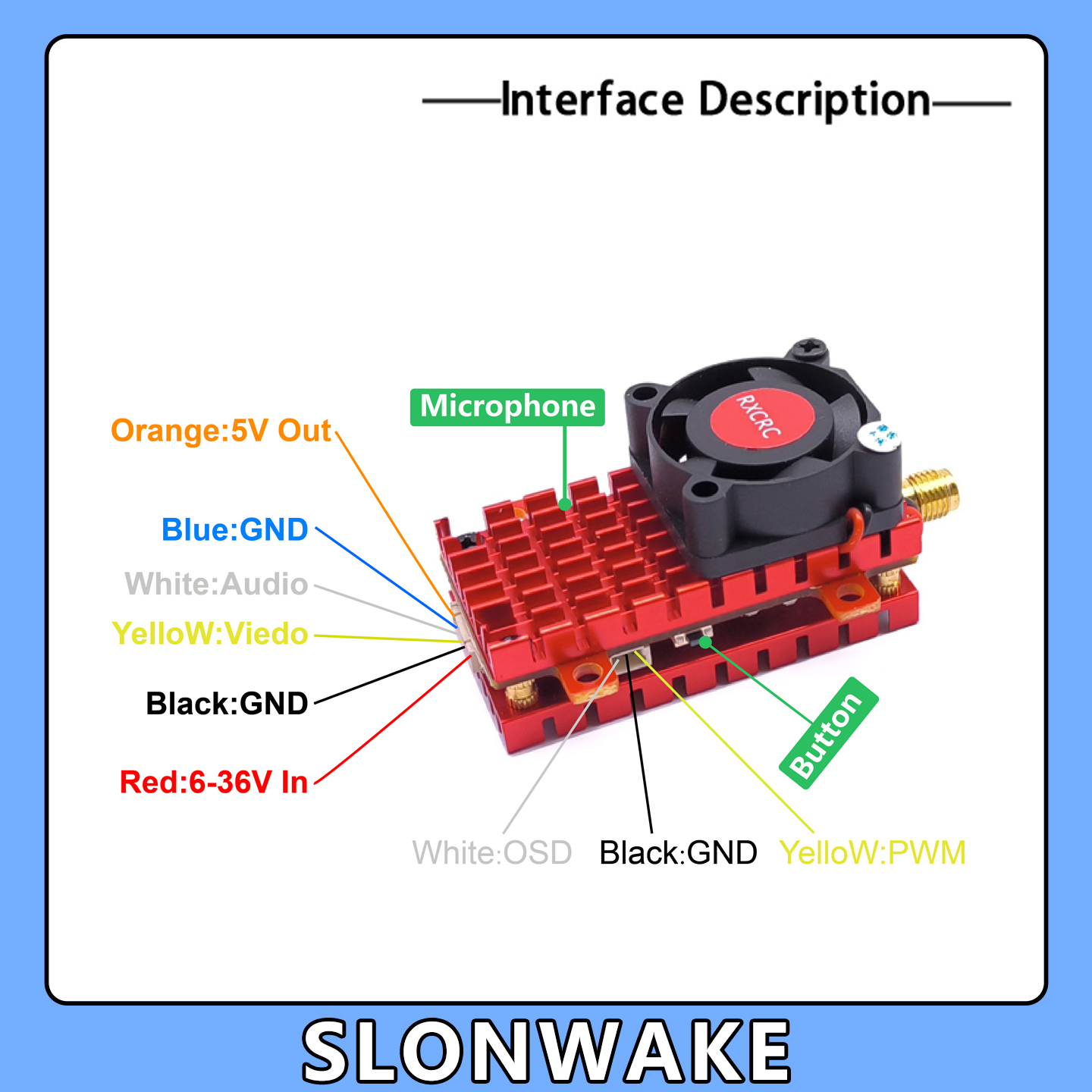 SLONWAKE 5.8G 2W VTX FPV 1800T - Drone Rc Camera review and price
